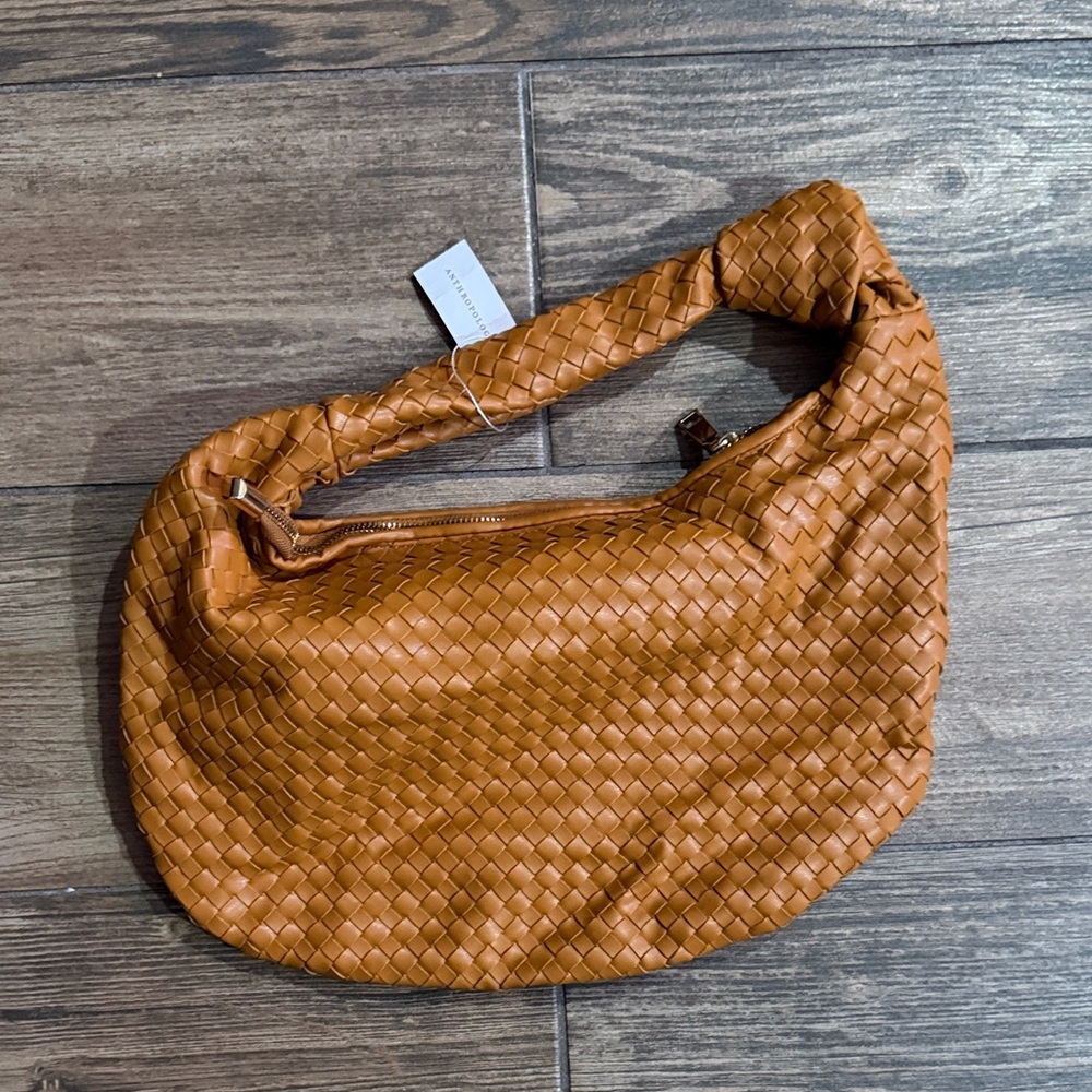 Anthropologie Woven Brown Hobo Bag